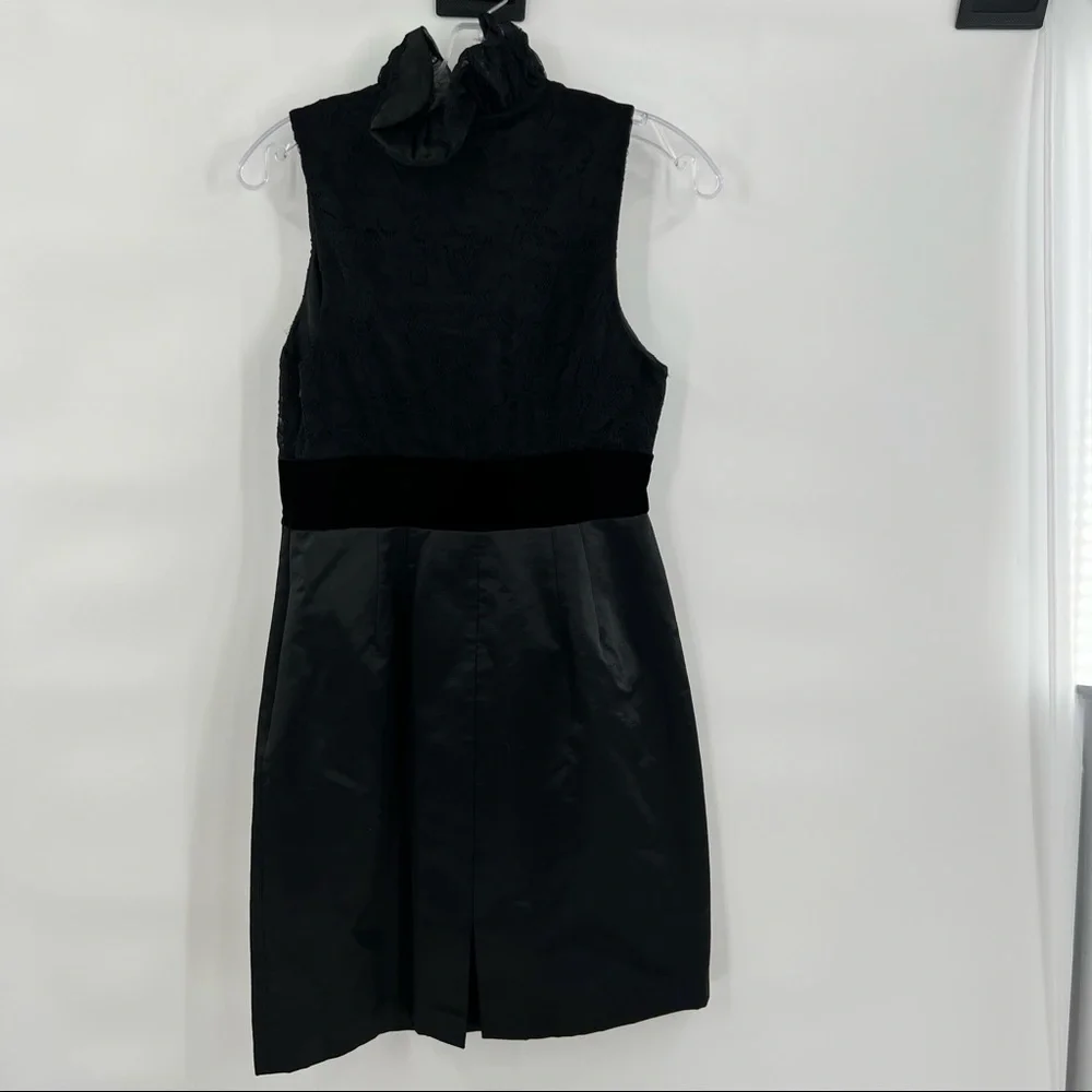 Frock Tracy Reese black ruffle collar seude belt sleeveless dress 4